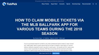 How to Claim Mobile Tickets via the MLB Ballpark App for the 2018 ...