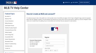 MLB.TV | Account Questions | How do I create an MLB.com account ...