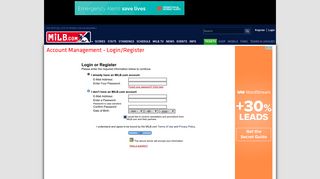 Account Management - Login/Register | MiLB.com Account | The ...