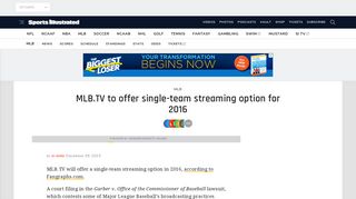 MLB.TV to offer single-team live streaming option for 2016 season | SI ...