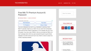 Free Mlb Tv Premium Account & Password 2018 - Techwebsites