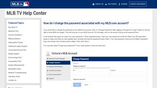 MLB.TV | Account Questions | How do I change the password ...