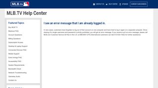 MLB.TV | Subscription Access | I see an error message that I am ...