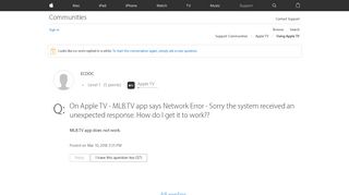 On Apple TV - MLB.TV app says Network Err… - Apple Community