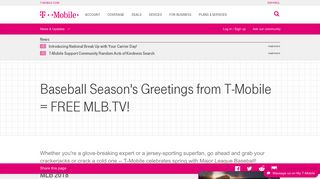 Baseball Season's Greetings from T-Mobile = FREE MLB.TV!