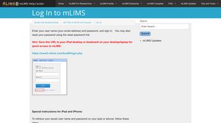 Log In to mLIMS - mLIMS Help Center
