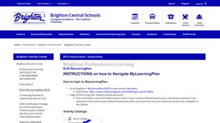 Brighton Teacher Center / BCSD MyLearningPlan (MLP)