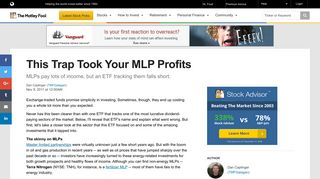 This Trap Took Your MLP Profits -- The Motley Fool