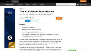 The MLP Sector Fund Review | Seeking Alpha