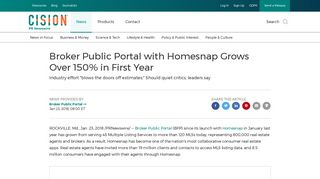 Broker Public Portal with Homesnap Grows Over 150% in First Year