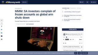 MMM: SA investors complain of frozen accounts as global arm shuts ...