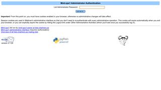 Mmt-xps1 Administrator Authentication - the mailing list overview page