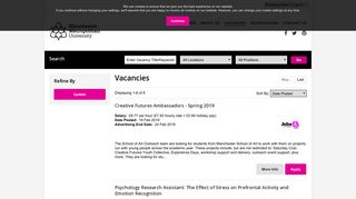 Vacancy Search Results - Manchester Metropolitan University
