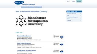Manchester Metropolitan University Jobs on jobs.ac.uk