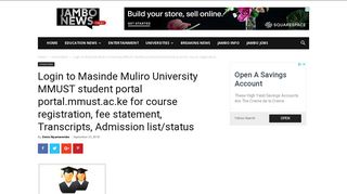 Login to Masinde Muliro University MMUST student portal portal ...