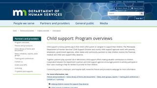 Child support / Minnesota Department of Human Services