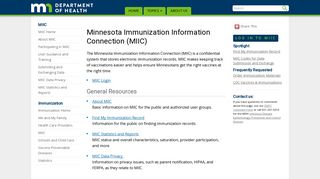 Minnesota Immunization Information Connection - Minnesota Dept. of ...