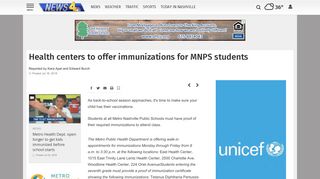 Health centers to offer immunizations for MNPS students | News ...