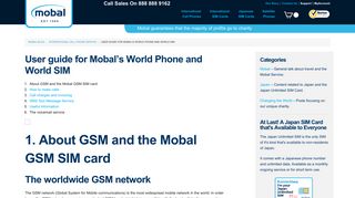 User guide for Mobal's World Phone and World SIM -