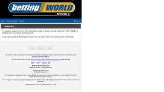 Register - Bettingworld.co.za - Mobile Betting
