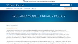 Web and Mobile Privacy Policy | Best Doctors