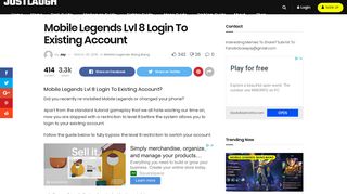 Mobile Legends Lvl 8 Login To Existing Account - Fanaticbase