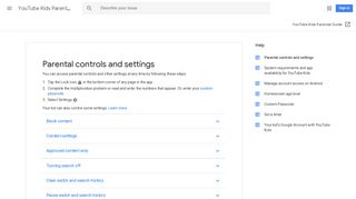 Parental controls and settings - YouTube Kids Parental Guide