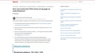 How to enter into WiFi router set up page on android phone - Quora