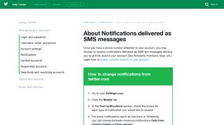 About Notifications delivered as SMS messages - Twitter support