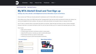 MTA Electronic Notification System Main - My MTA Alerts