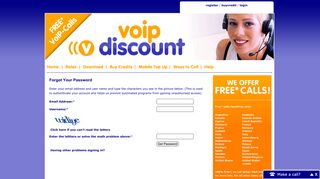 Forgot your password? - VoipDiscount | Free Calls and SMS