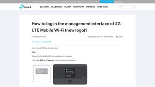 How to log in the management interface of 4G LTE Mobile Wi-Fi (new ...