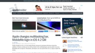 Apple changes multitasking bar, MobileMe login in iOS 4.2 GM