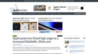 Apple posts new iCloud login page as a revamped MobileMe, iWork.com