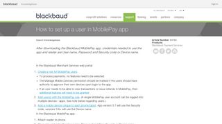 How to set up a user in MobilePay app - Blackbaud Knowledgebase