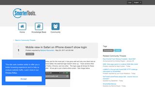Mobile view in Safari on IPhone doesn't show login - SmarterTools