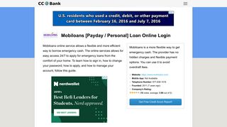 Mobiloans [Payday / Personal] Loan Online Login - CC Bank