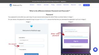 Password and Passcode - MobiLock