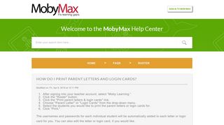 How do I print parent letters and login cards? : MobyMax Help Center