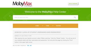 How do I look up student usernames and passwords? : MobyMax Help ...