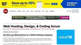 Do Not use MochaHost as a Web Hosting company - Forums - CNET