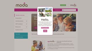Moda Health member welcome page