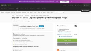 Support for Modal Login Register Forgotten Wordpress Plugin
