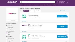20% Off Moda Xpress Coupon, Promo Codes - RetailMeNot
