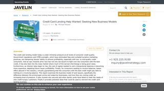 Credit Card Lending Help Wanted: Seeking New Business Models ...