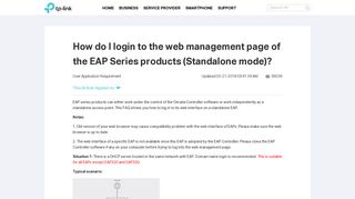 How do I login to the web management page of the EAP ... - TP-Link