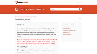 E-Mail Configuration - Help & Resource Center - Modern Retail