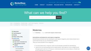 Modernize – Help Portal - MarketSharp