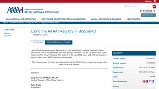 Using the AAAAI Registry in ModuleMD | AAAAI Education Center