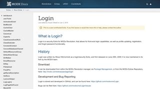 Login | MODX Extras - MODX Documentation